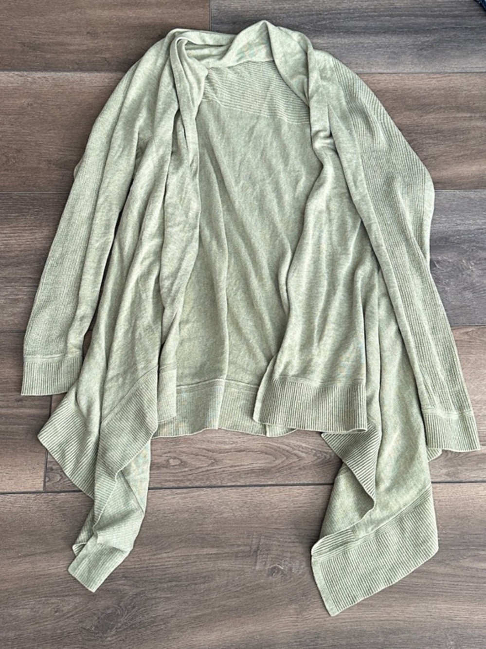 Light Green Open-Front Women's Draped Cardigan